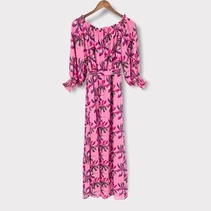 WAYF Cassidy Pink Floral Off‎ The Shoulder Maxi Dress